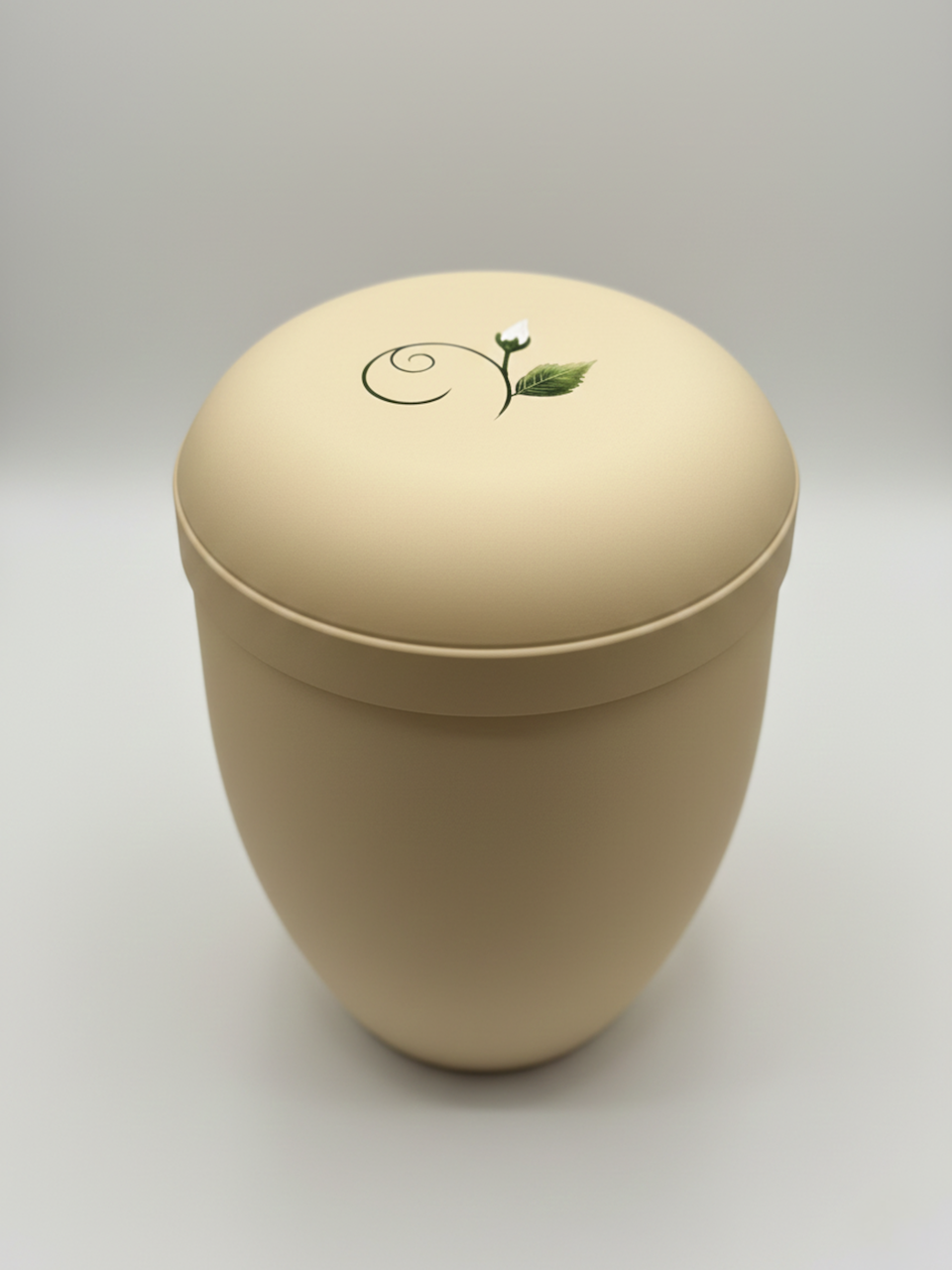 deksel urn - rememberme webshop - beige - gebroken wit urn - grote urn - hibiscus urn met bloemen